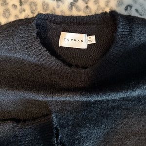 New! TOPMAN Brushed knitted crew neck sweater in black. Soft, Not itchy!!!
